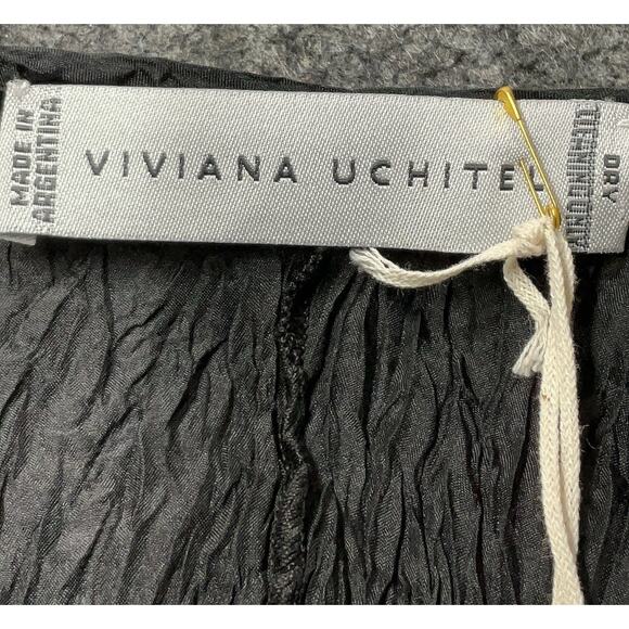 Viviana Uchitel Swing Dress Black Metallic Aqua Silver Gray Pleated $560 EUC - Picture 3 of 7